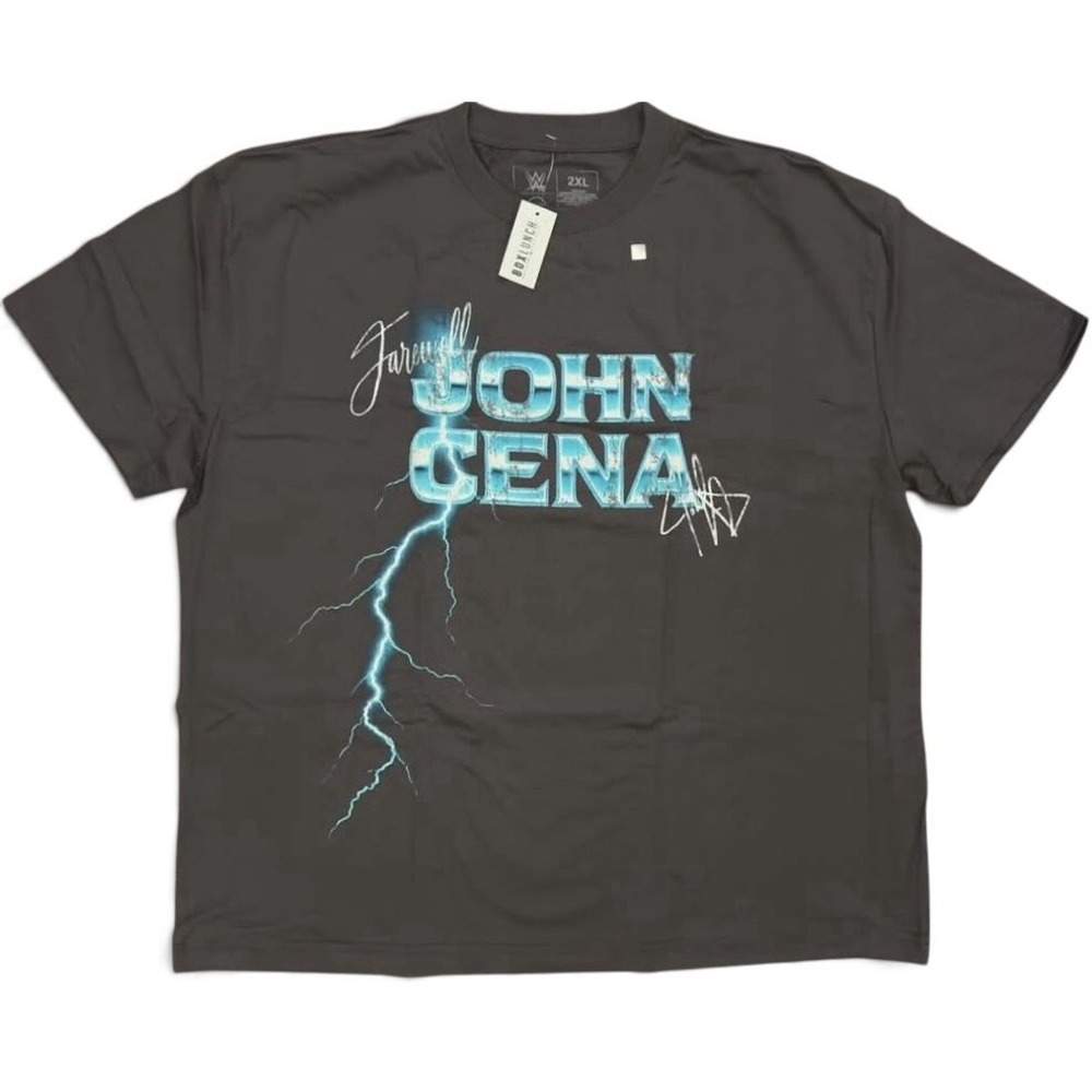 WWE John Cena "Farewell Tour" Lightning Graphic Gray Shirt Size 2XL